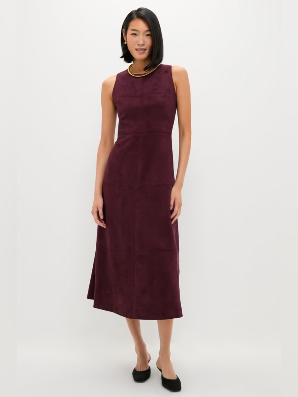 Tuckernuck | Vegan Suede Manon midi dress Women’s size S winetasting classic